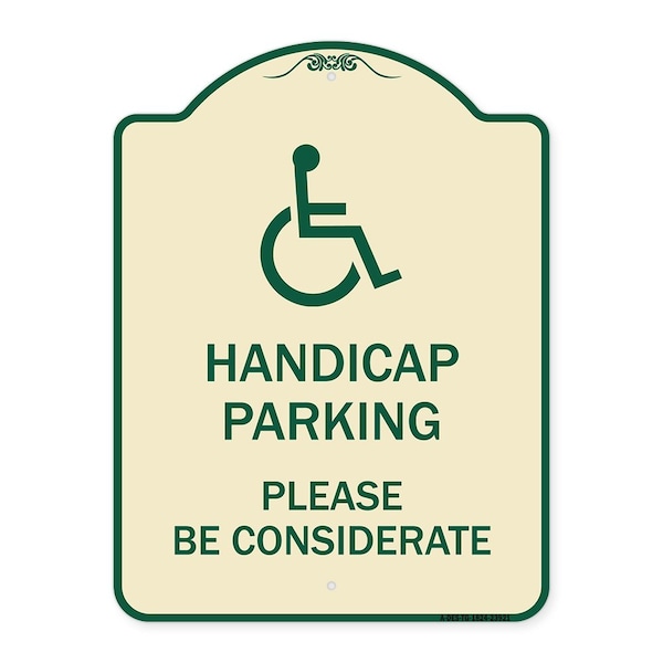 Signmission Handicap Parking Please Considerate Heavy-Gauge Aluminum Sign, 24" x 18", TG-1824-23921 A-DES-TG-1824-23921 - main